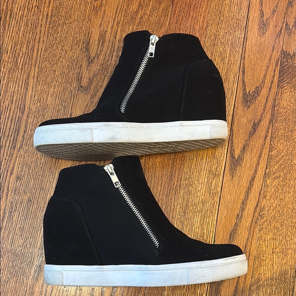 Black Wedge Sneakers - Picture 2 of 8